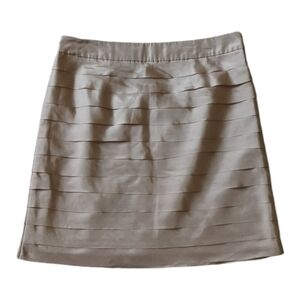 Ann Taylor Loft Womens Skirt Size 4P Pink Mauve Silk Short A-line Lined Tiered